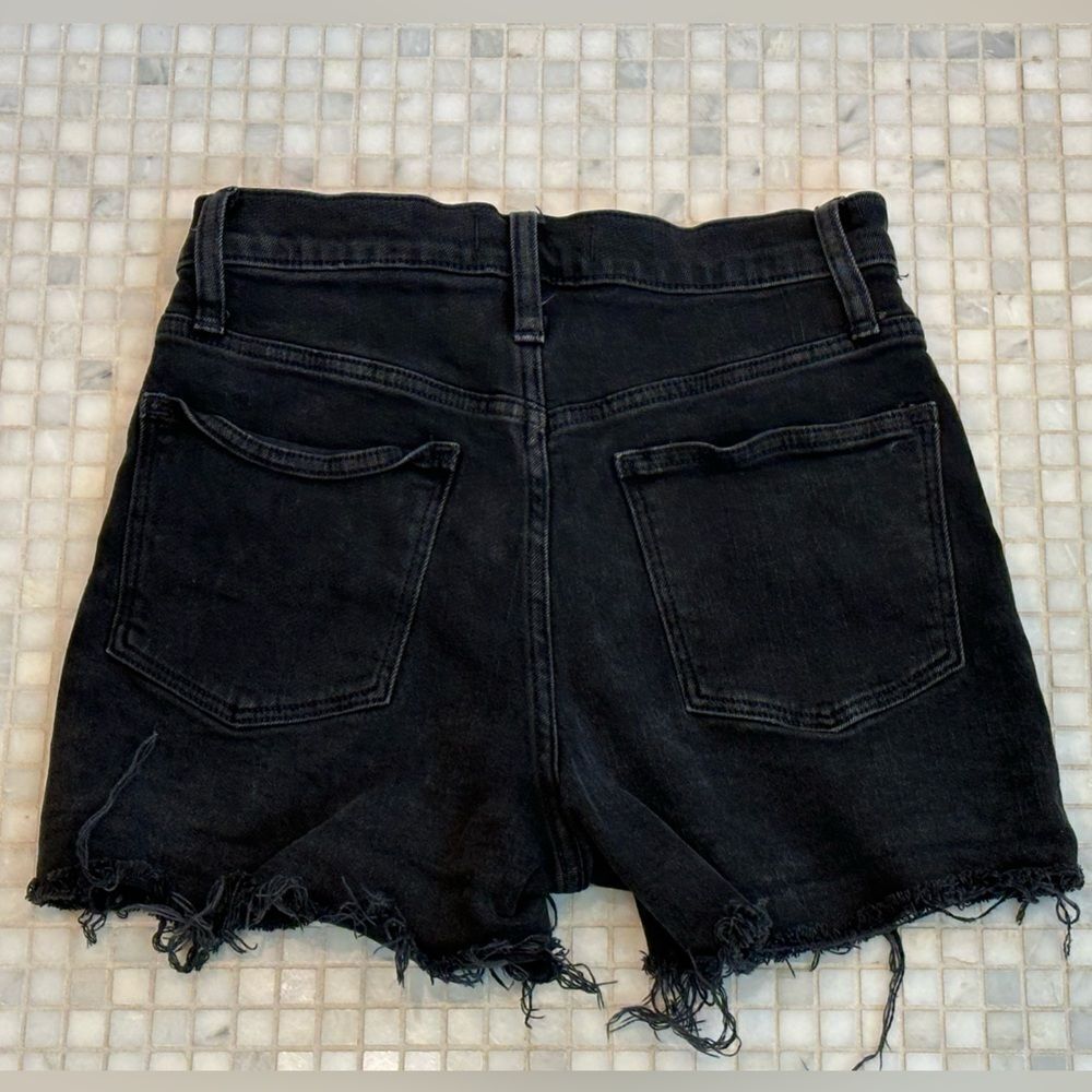 Madewell Black High Rise Denim Shorts with Frayed Hem - Picture 4 of 9